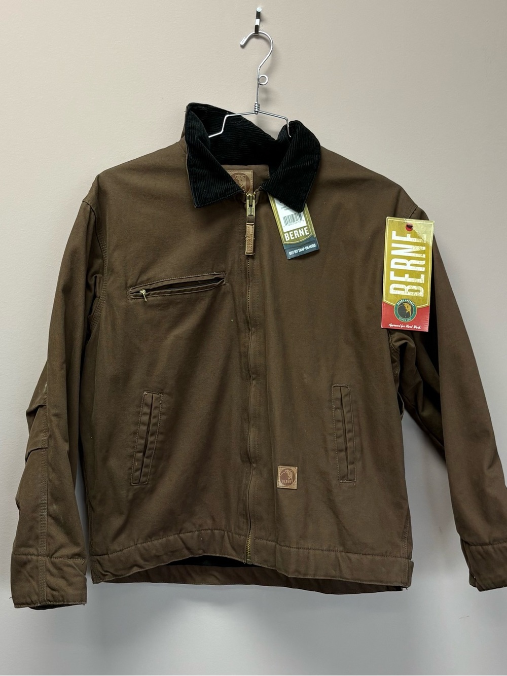 BERNE Men's Brown Work Jacket with Corduroy Collar